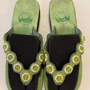 Elegant Green Beaded Women's Sandals
